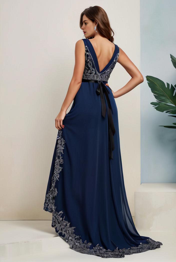 plus size sequin high low deep v neck tulle evening dresses 101205