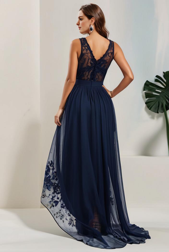 plus size sequin high low deep v neck tulle evening dresses 101207
