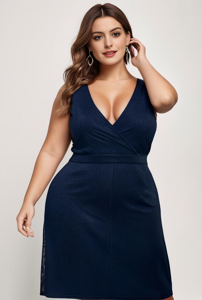 plus size shiny v neck side slit formal evening dress 101607