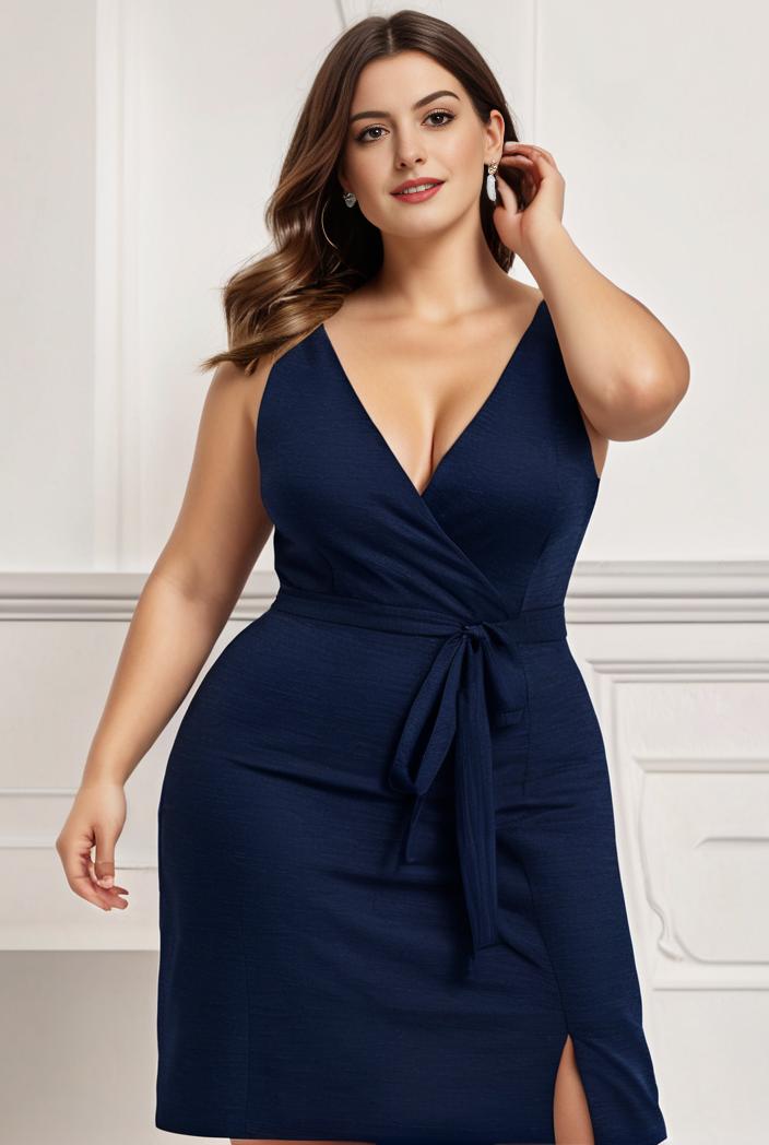 plus size shiny v neck side slit formal evening dress 101609
