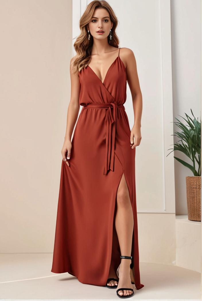 plus size shiny v neck side slit formal evening dress 101656