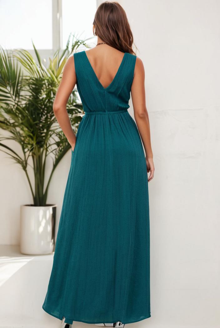 plus size shiny v neck side slit formal evening dress 101688