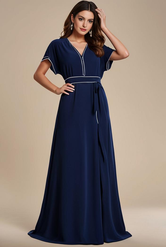 plus size simple chiffon pleated a line round neckline bridesmaid dress 101756