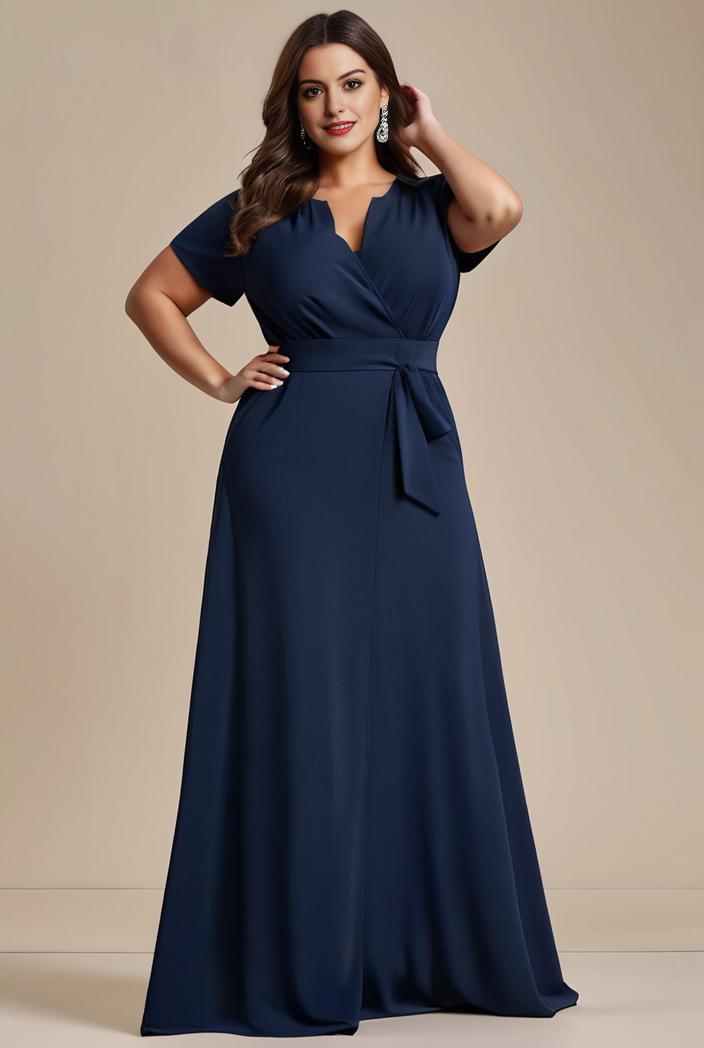 plus size simple chiffon pleated a line round neckline bridesmaid dress 101770