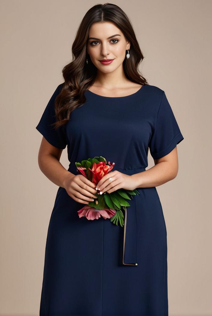 plus size simple chiffon pleated a line round neckline bridesmaid dress 101780