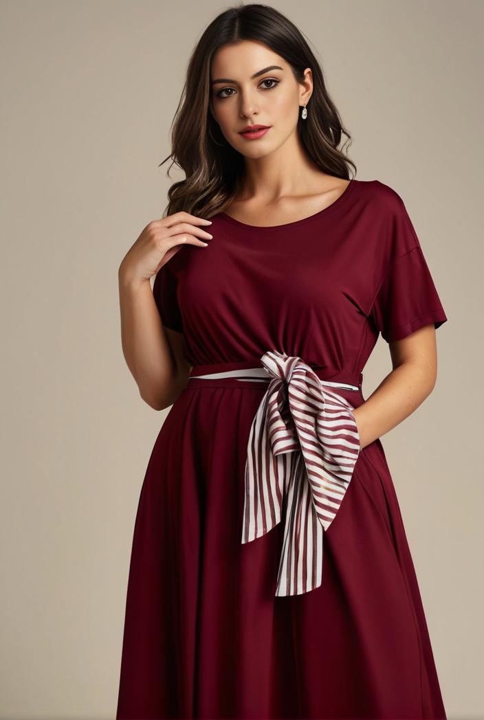 plus size simple chiffon pleated a line round neckline bridesmaid dress 101789
