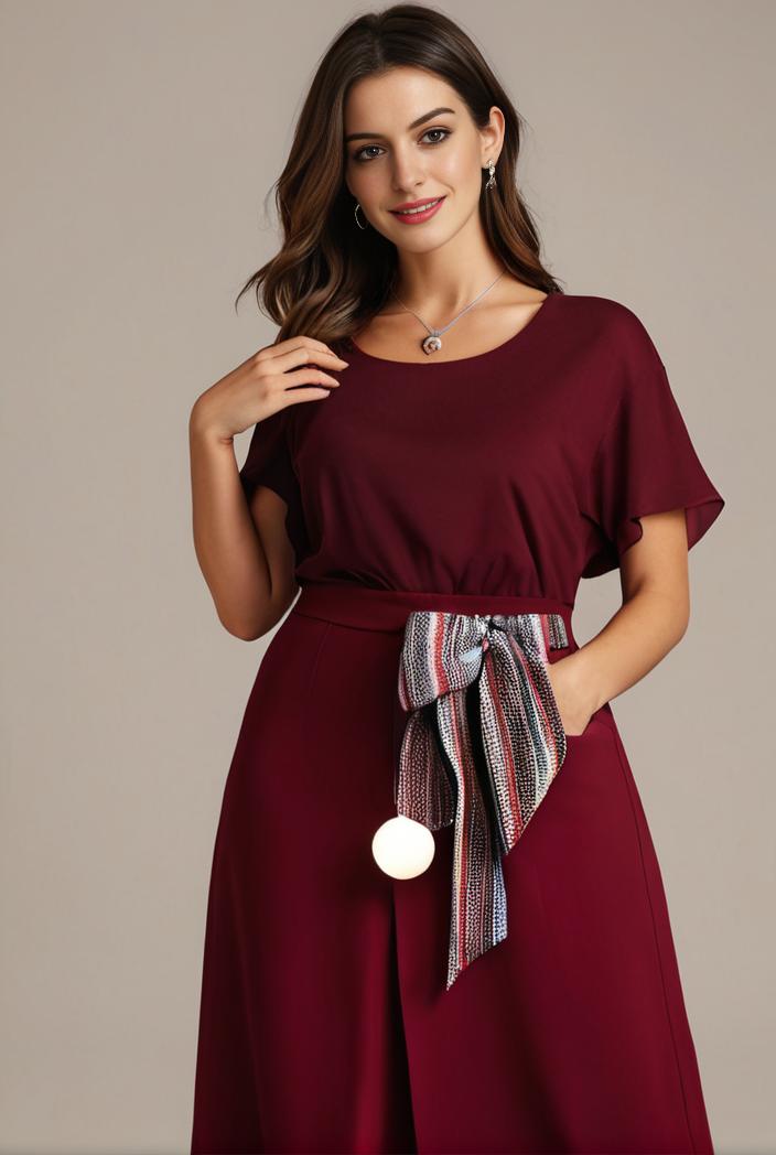 plus size simple chiffon pleated a line round neckline bridesmaid dress 101791