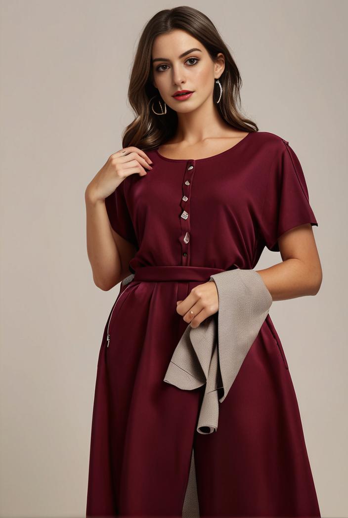plus size simple chiffon pleated a line round neckline bridesmaid dress 101790