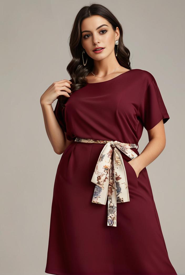 plus size simple chiffon pleated a line round neckline bridesmaid dress 101795