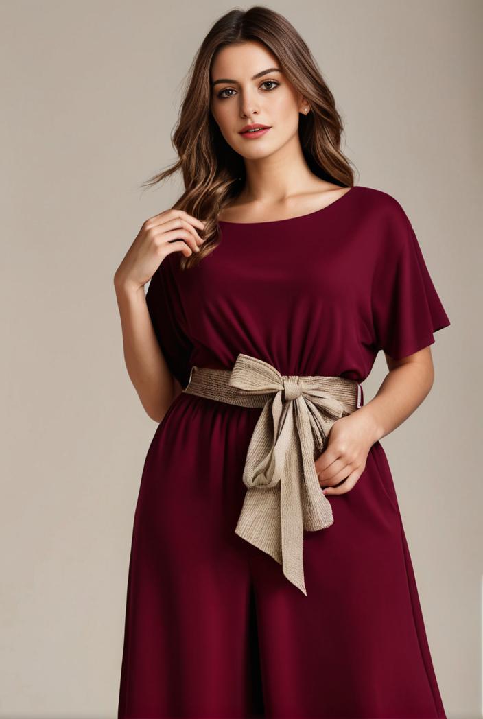 plus size simple chiffon pleated a line round neckline bridesmaid dress 101792