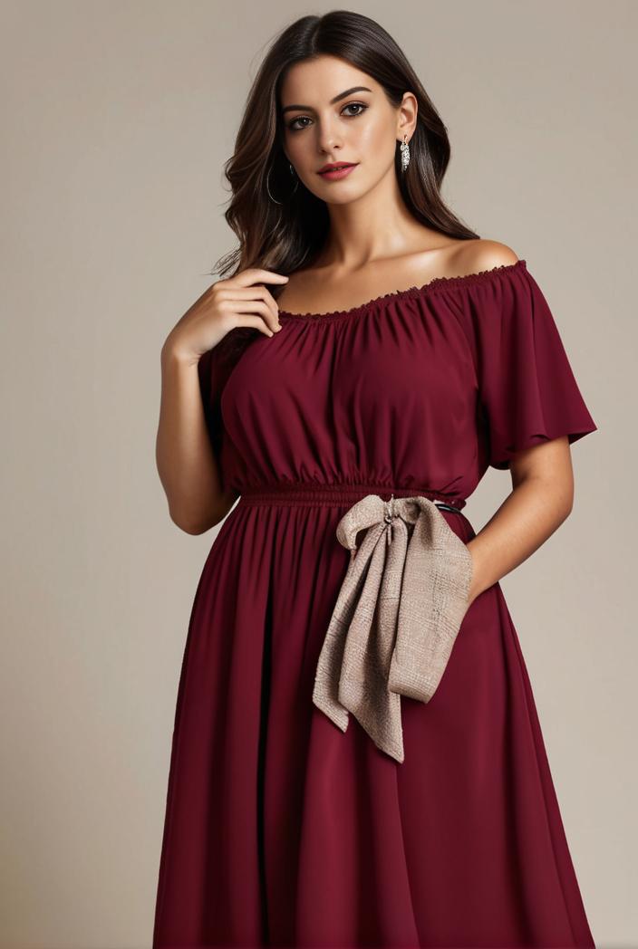 plus size simple chiffon pleated a line round neckline bridesmaid dress 101796