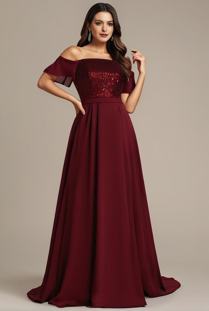 plus size simple chiffon pleated a line round neckline bridesmaid dress 101798