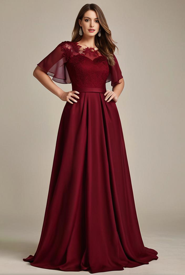 plus size simple chiffon pleated a line round neckline bridesmaid dress 101800