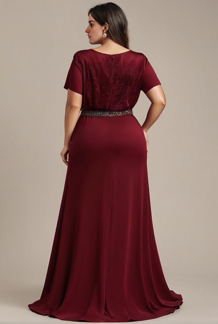 plus size simple chiffon pleated a line round neckline bridesmaid dress 101806