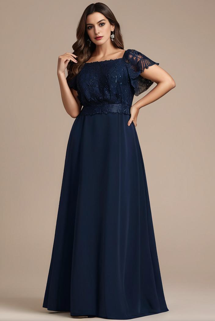 plus size simple chiffon pleated a line round neckline bridesmaid dress 101821