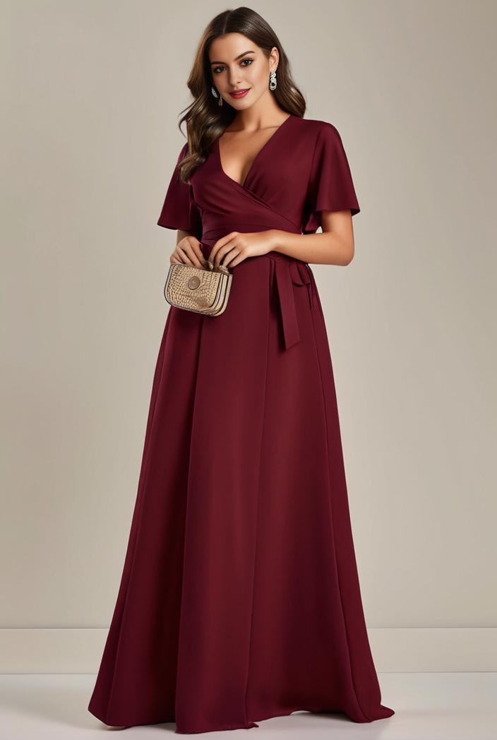 plus size simple chiffon pleated a line round neckline bridesmaid dress 101835