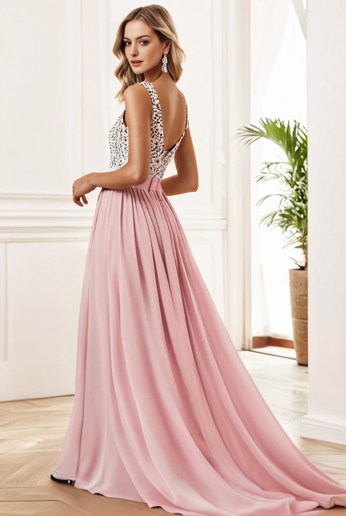 sequin bodice tulle high low evening dress with ribbon waist 103492