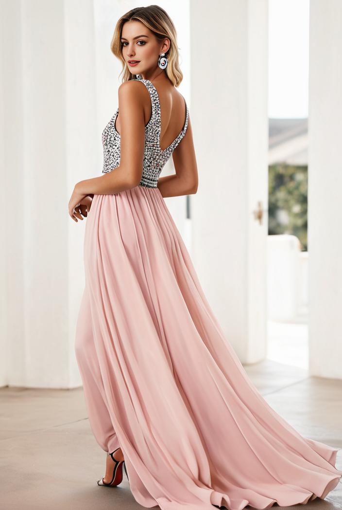 sequin bodice tulle high low evening dress with ribbon waist 103493