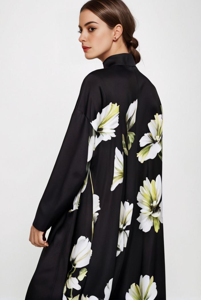 size curve dresses plus size loose elegant floral pattern stitching midi dress 105401