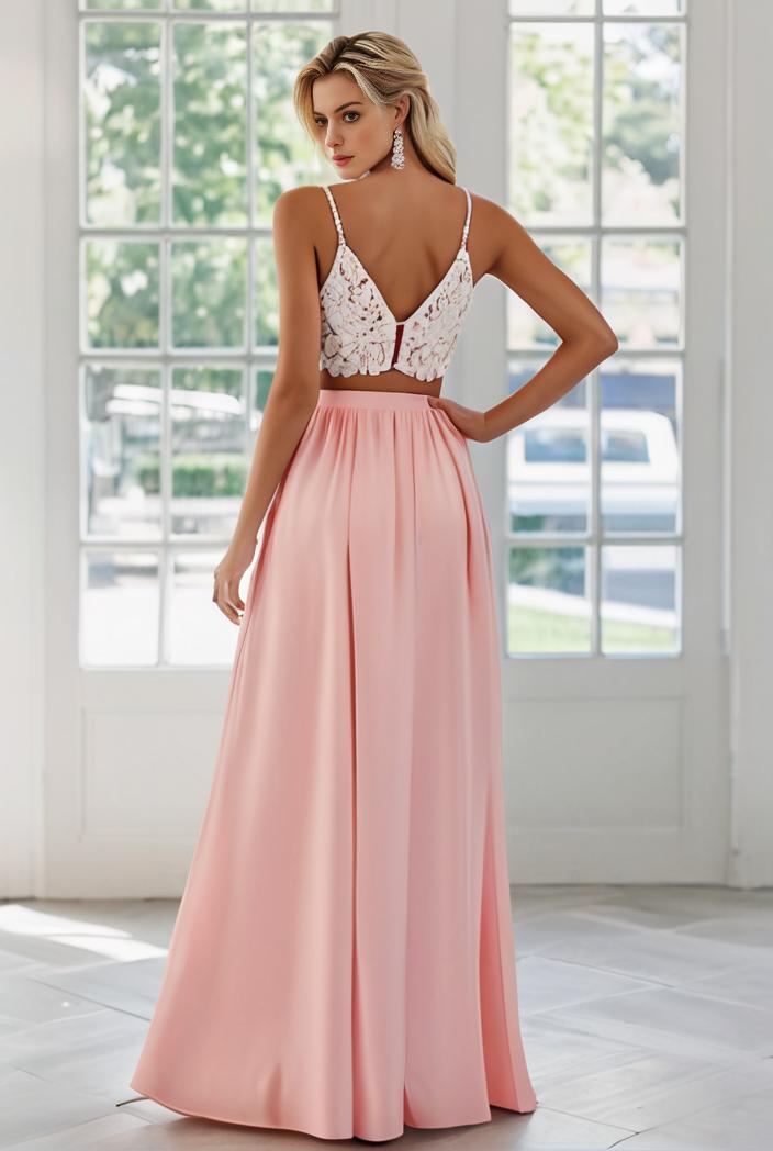 convertible chiffon lace open back spaghetti straps bridesmaid dress 110475