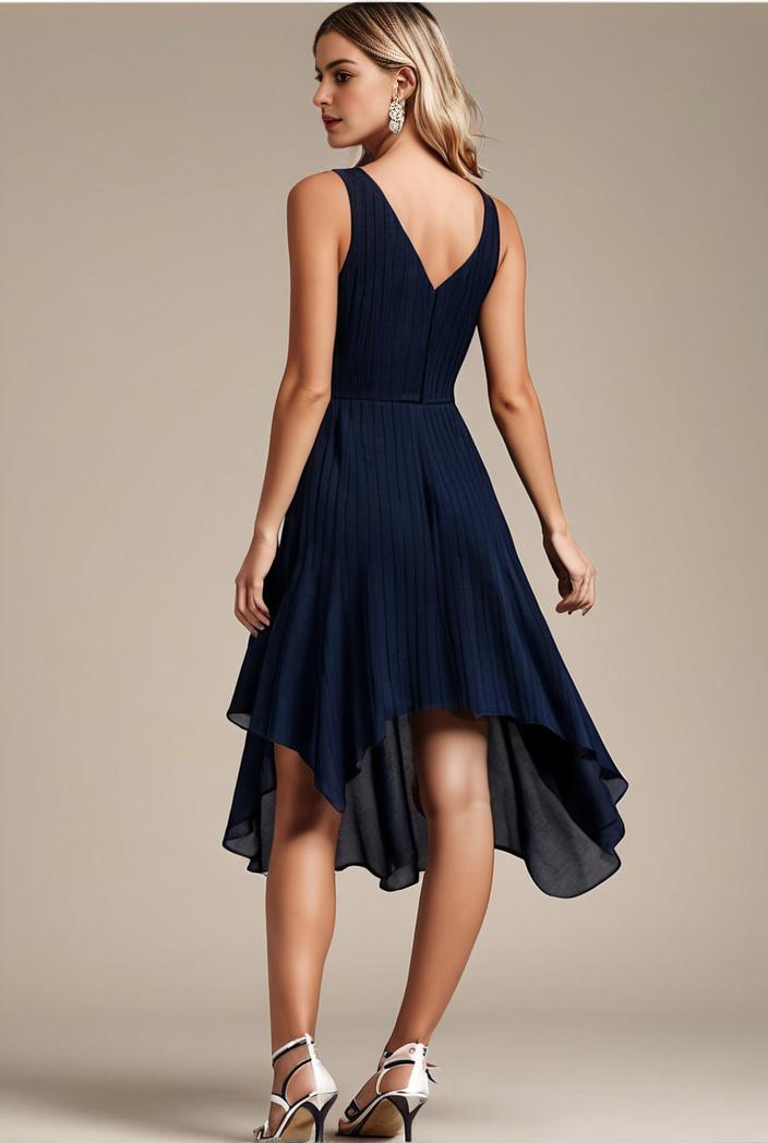 deep v neck lace chiffon bridesmaid dress with asymmetrical hem 110848
