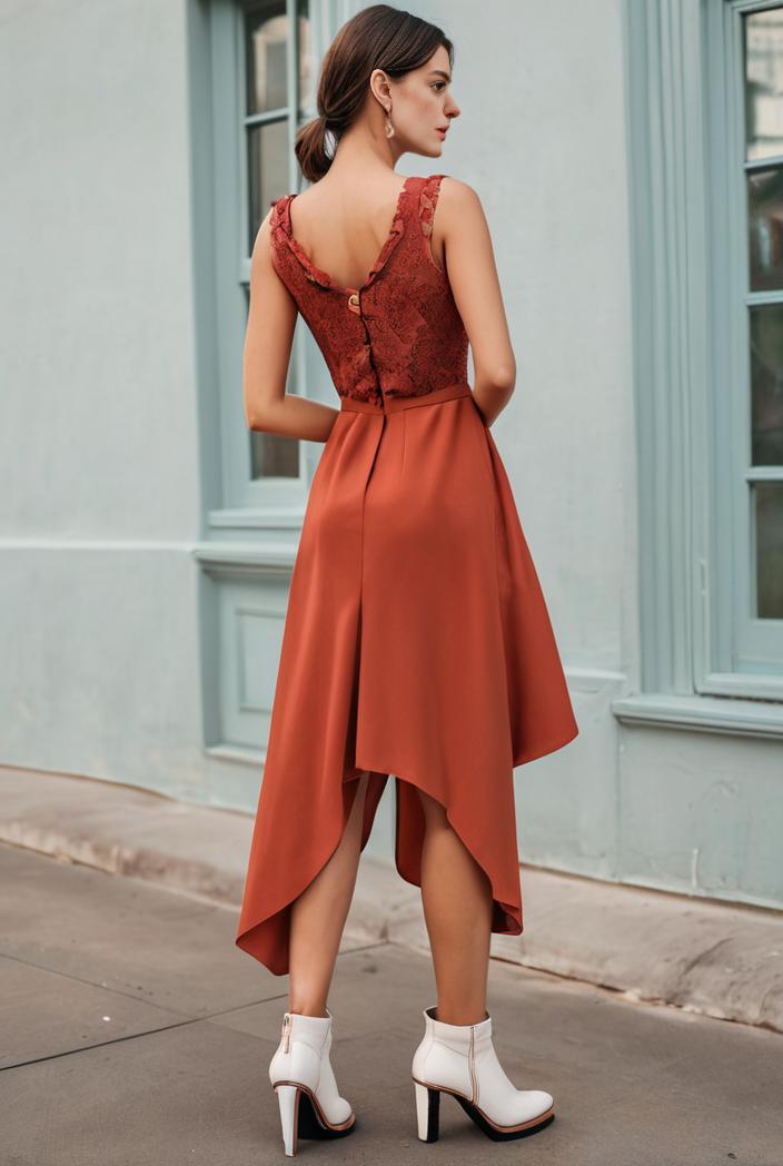 deep v neck lace chiffon bridesmaid dress with asymmetrical hem 110854