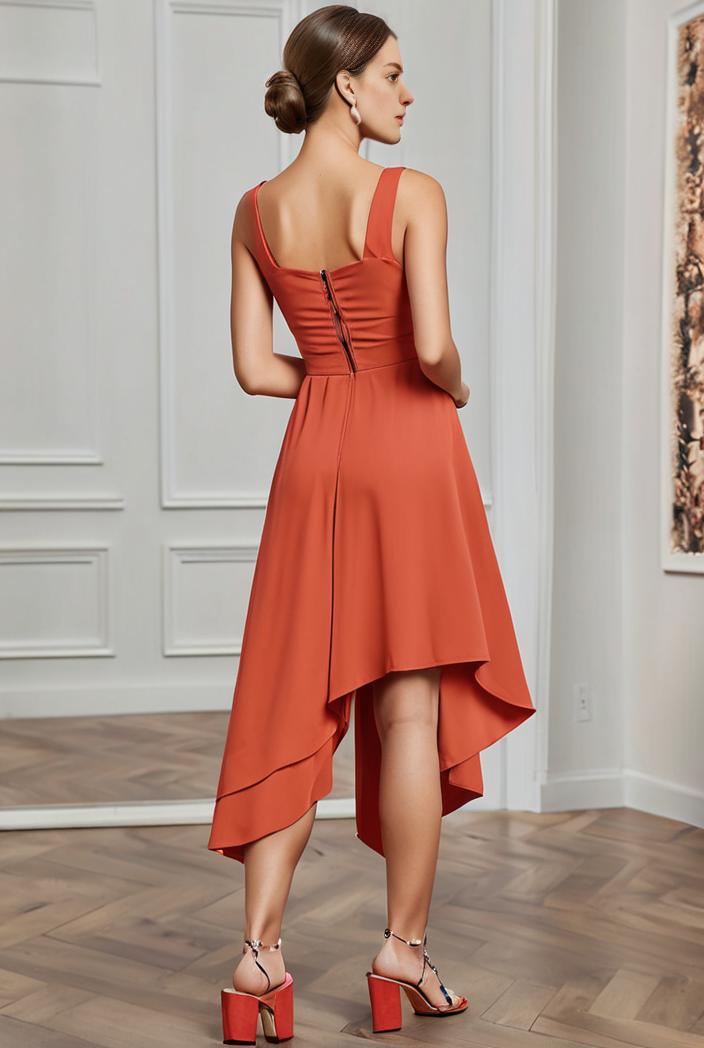 deep v neck lace chiffon bridesmaid dress with asymmetrical hem 110859