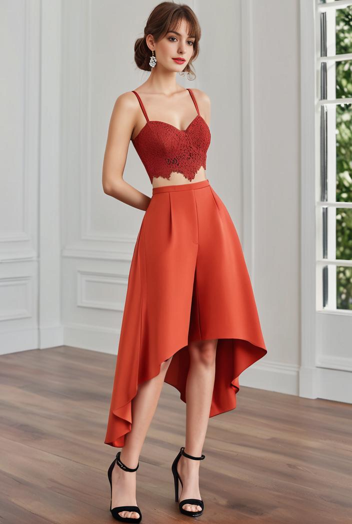 deep v neck lace chiffon bridesmaid dress with asymmetrical hem 110860