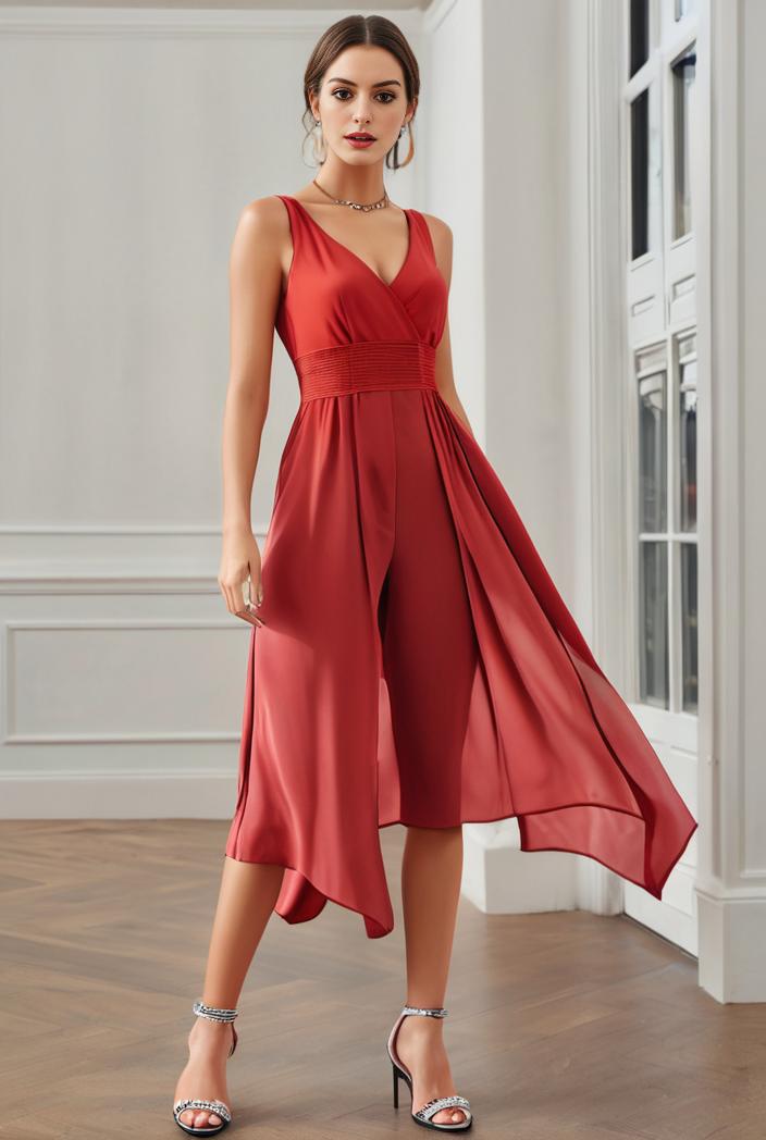 deep v neck lace chiffon bridesmaid dress with asymmetrical hem 110883