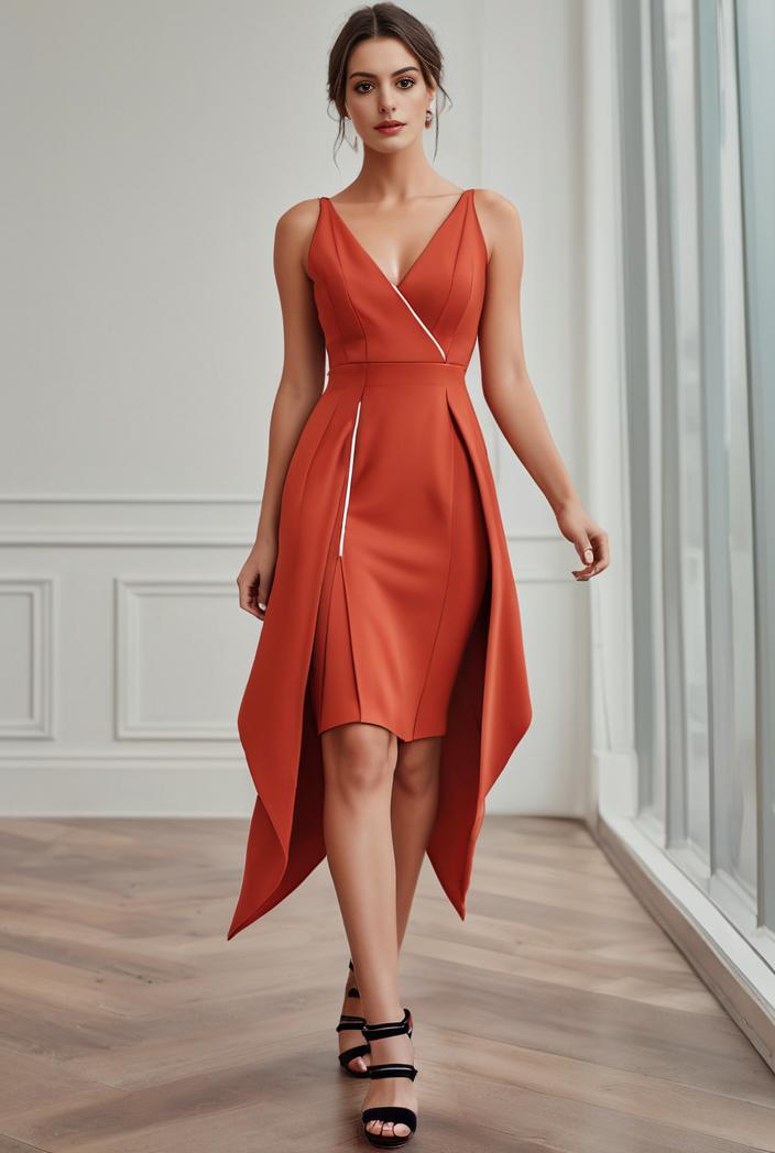 deep v neck lace chiffon bridesmaid dress with asymmetrical hem 110886