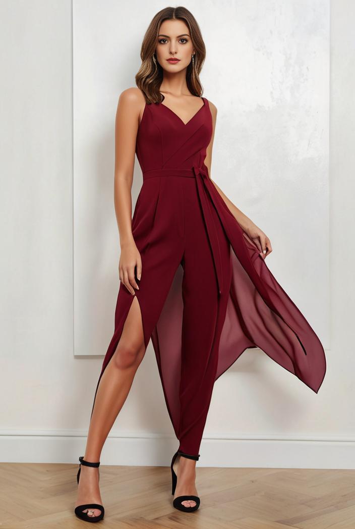 deep v neck lace chiffon bridesmaid dress with asymmetrical hem 110900