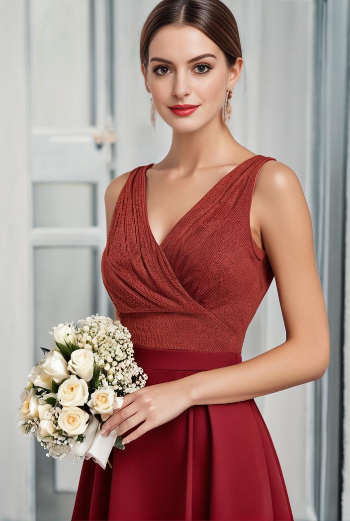 deep v neck lace chiffon bridesmaid dress with asymmetrical hem 110913