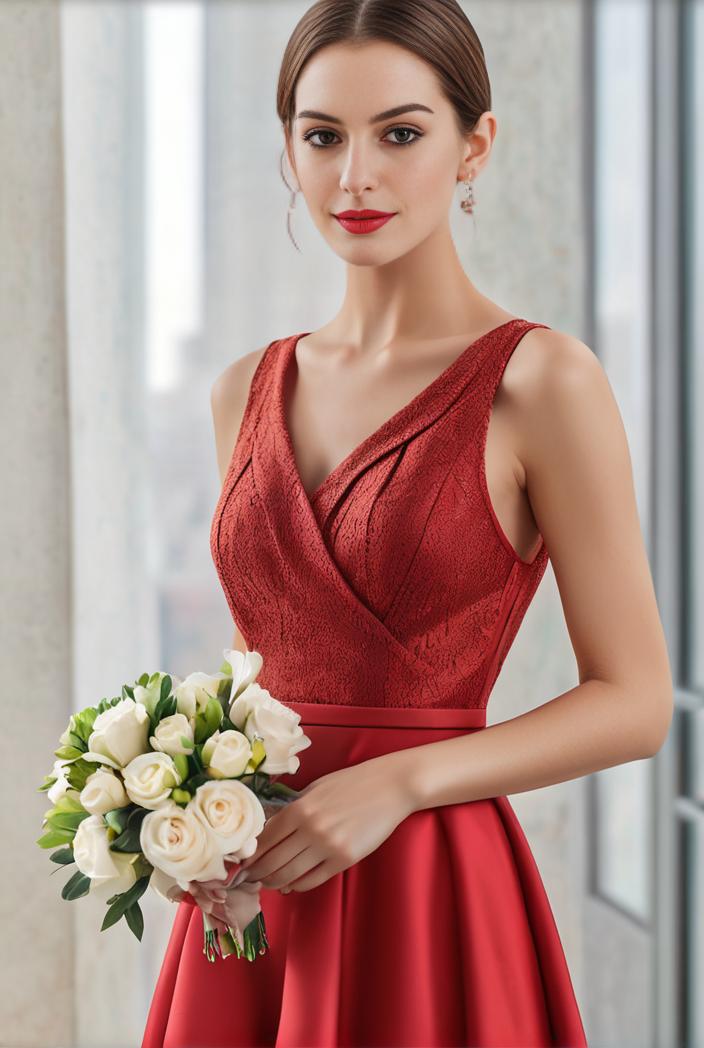 deep v neck lace chiffon bridesmaid dress with asymmetrical hem 110916