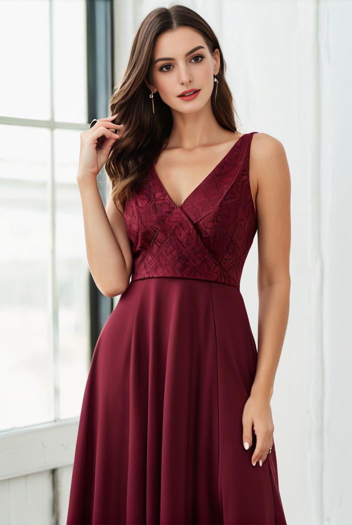 deep v neck lace chiffon bridesmaid dress with asymmetrical hem 110920