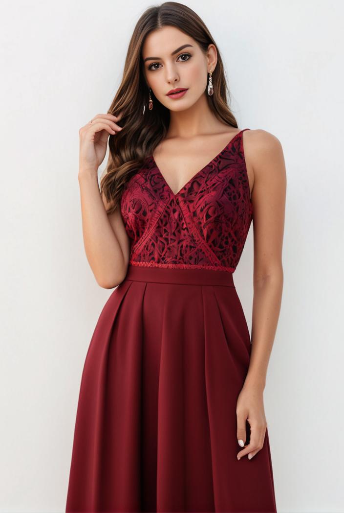 deep v neck lace chiffon bridesmaid dress with asymmetrical hem 110921