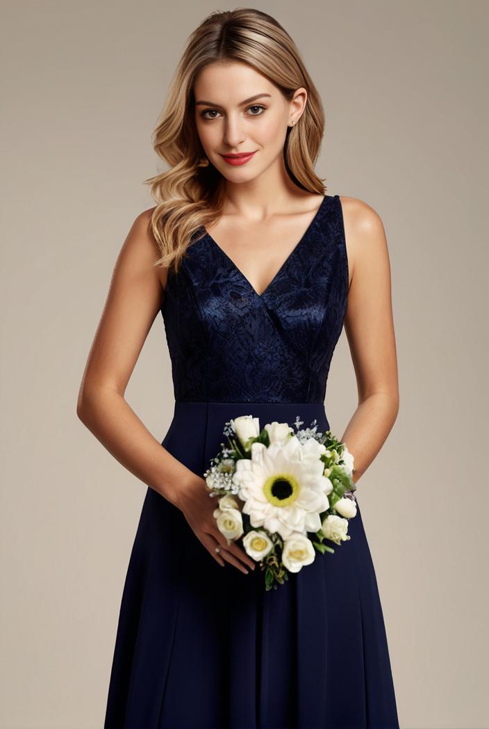 deep v neck lace chiffon bridesmaid dress with asymmetrical hem 110933