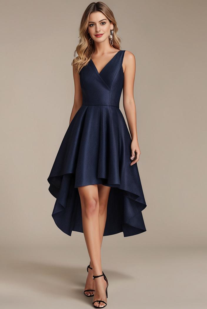deep v neck lace chiffon bridesmaid dress with asymmetrical hem 110967