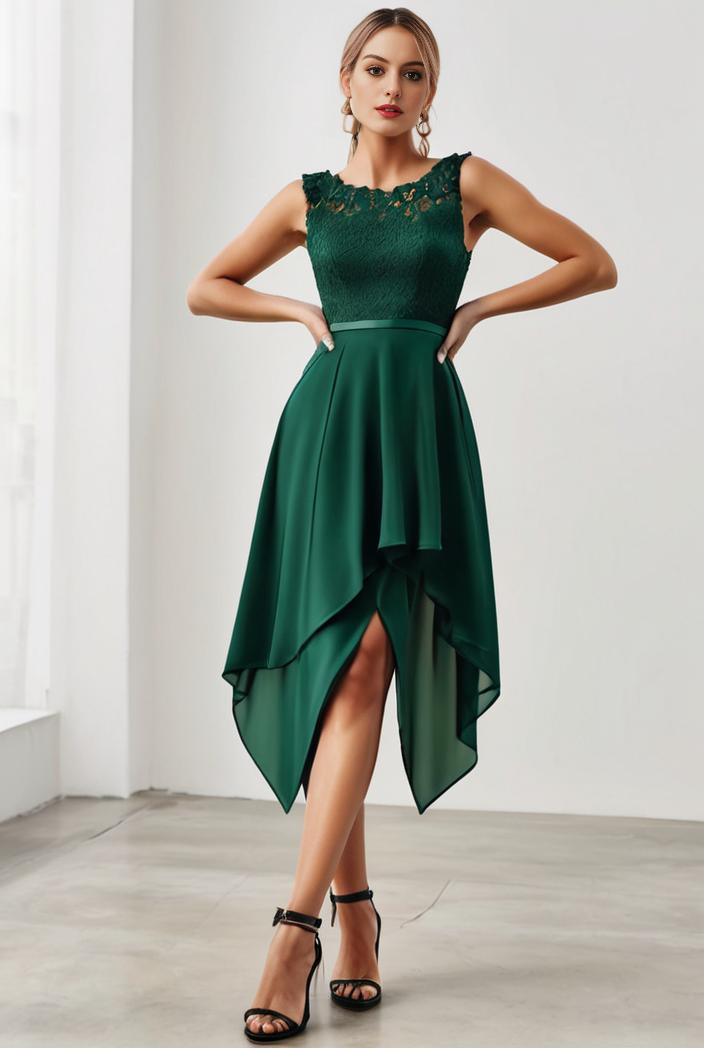 deep v neck lace chiffon bridesmaid dress with asymmetrical hem 111022