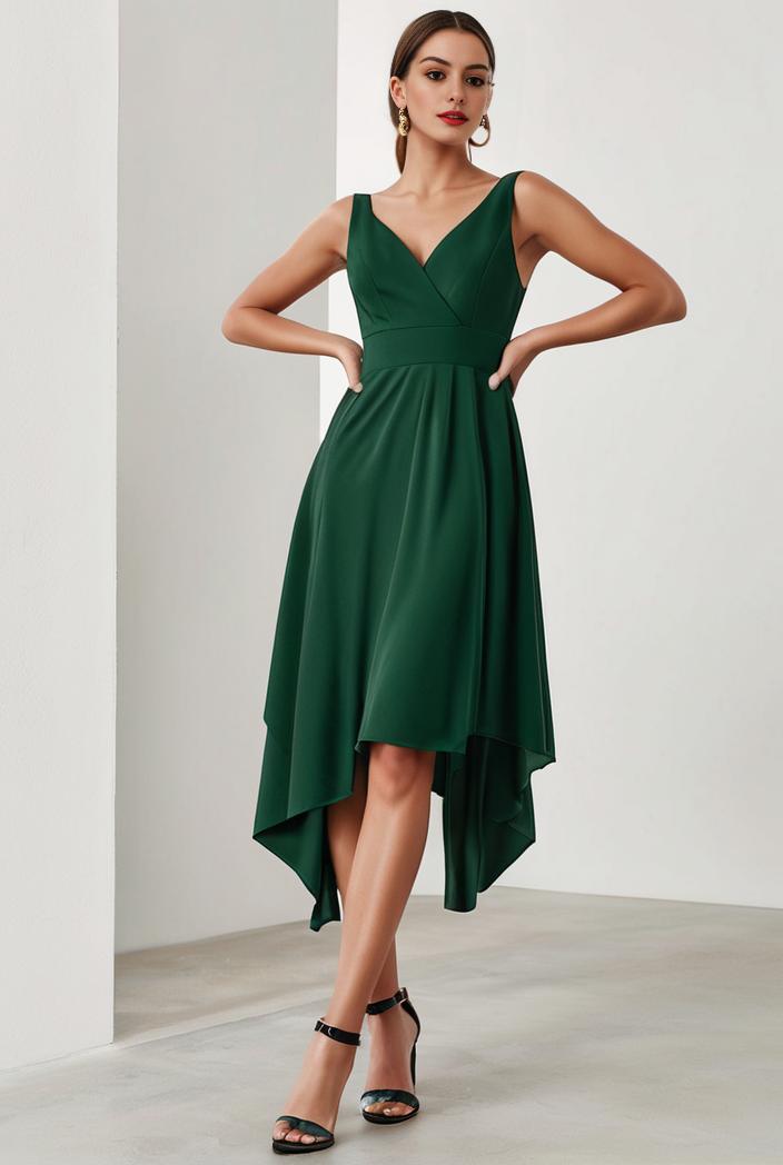deep v neck lace chiffon bridesmaid dress with asymmetrical hem 111024