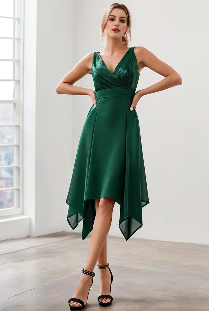 deep v neck lace chiffon bridesmaid dress with asymmetrical hem 111028