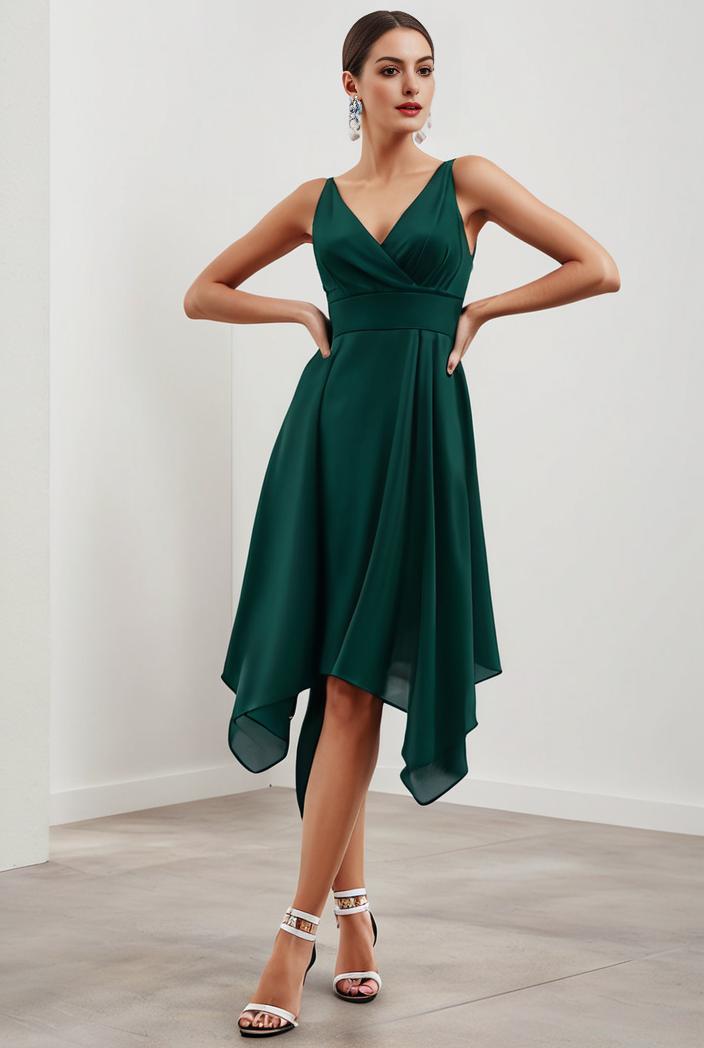 deep v neck lace chiffon bridesmaid dress with asymmetrical hem 111026
