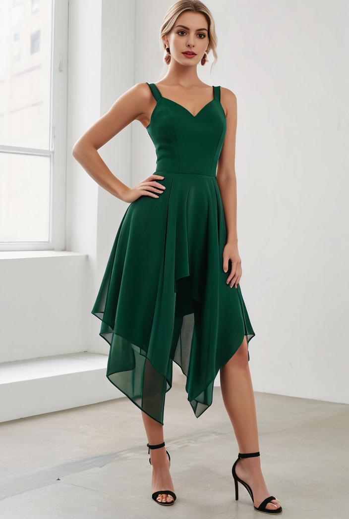 deep v neck lace chiffon bridesmaid dress with asymmetrical hem 111055