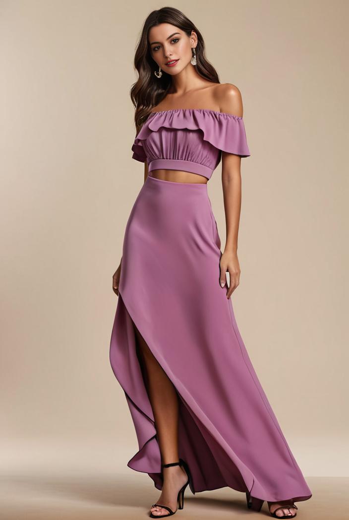 elegant chiffon high low off the shoulder bridesmaid dress 111817