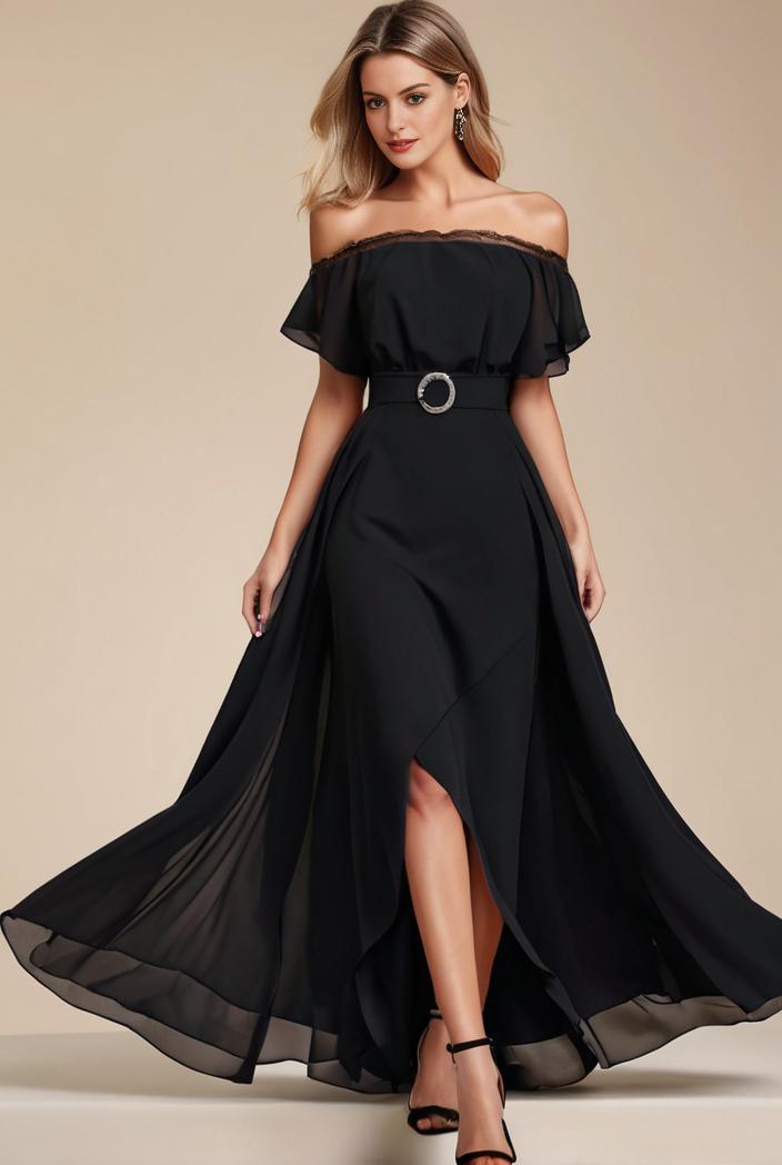 elegant chiffon high low off the shoulder bridesmaid dress 111820