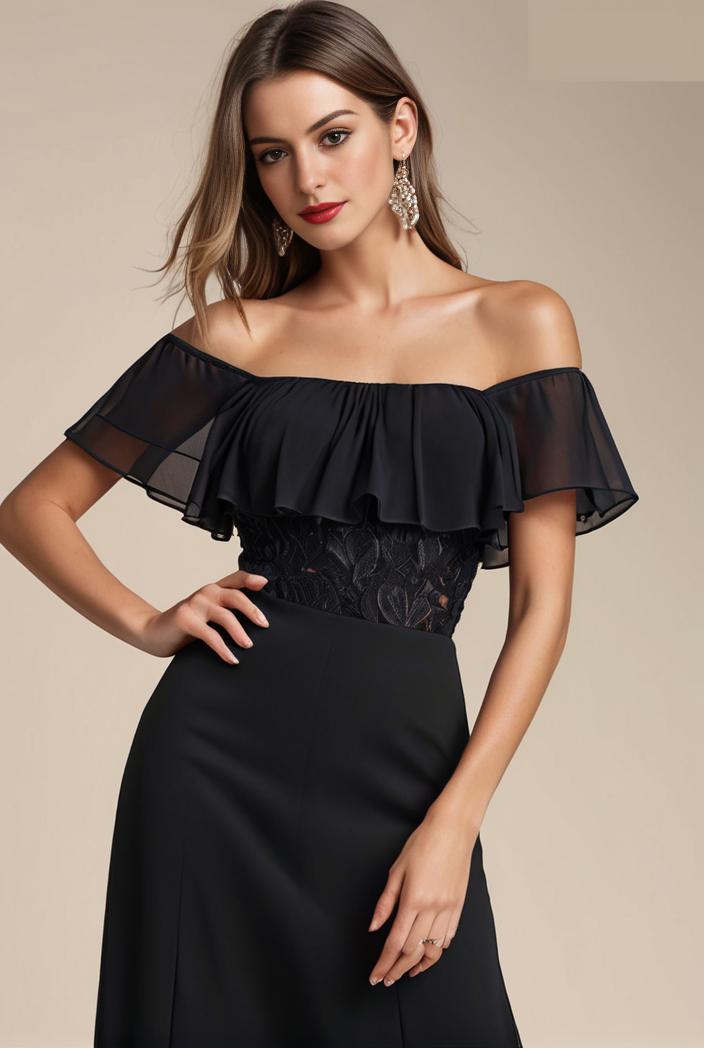 elegant chiffon high low off the shoulder bridesmaid dress 111829