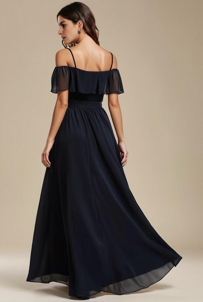 elegant chiffon high low off the shoulder bridesmaid dress 111839