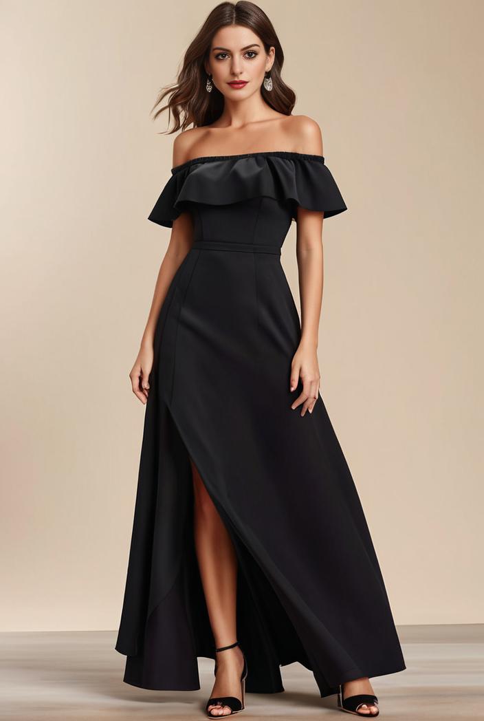elegant chiffon high low off the shoulder bridesmaid dress 111850