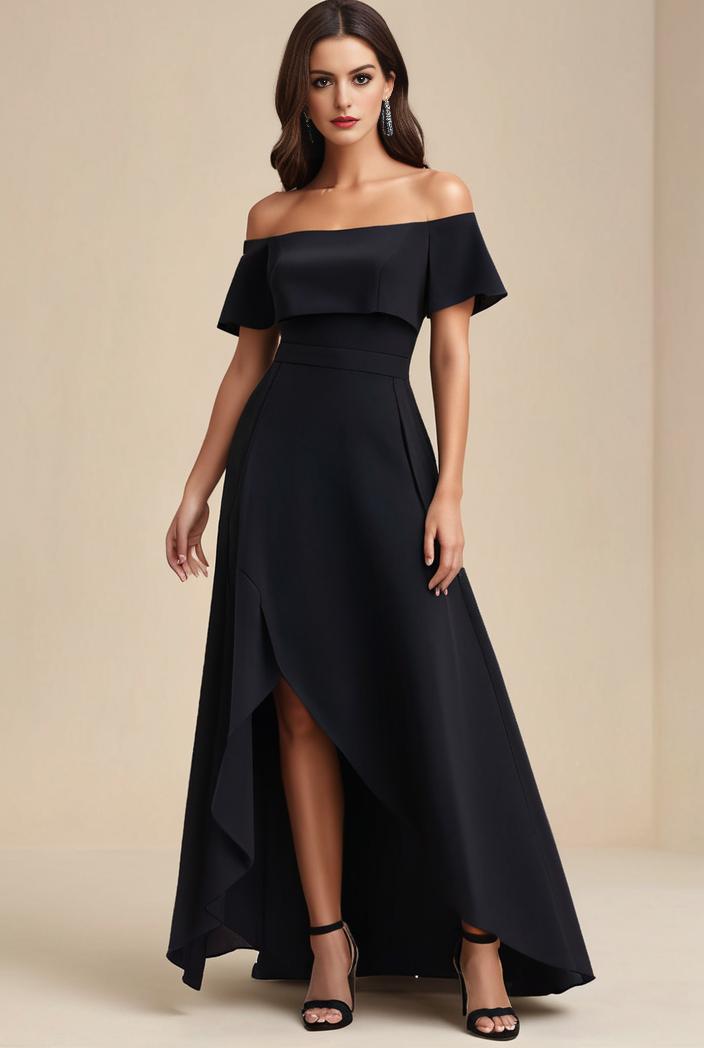elegant chiffon high low off the shoulder bridesmaid dress 111849