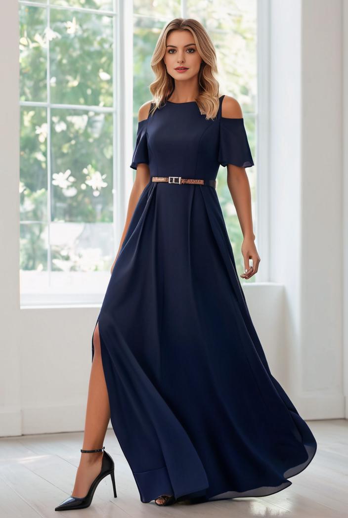 elegant chiffon high low off the shoulder bridesmaid dress 111898