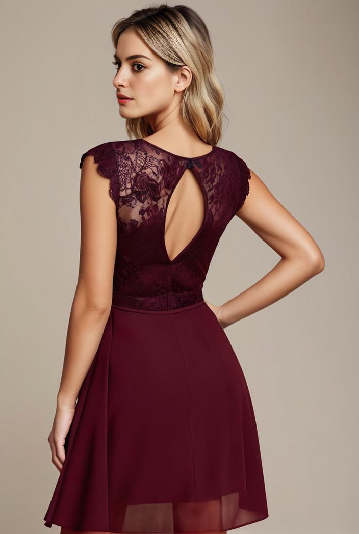elegant chiffon maxi evening dress with lace cap sleeve 112023